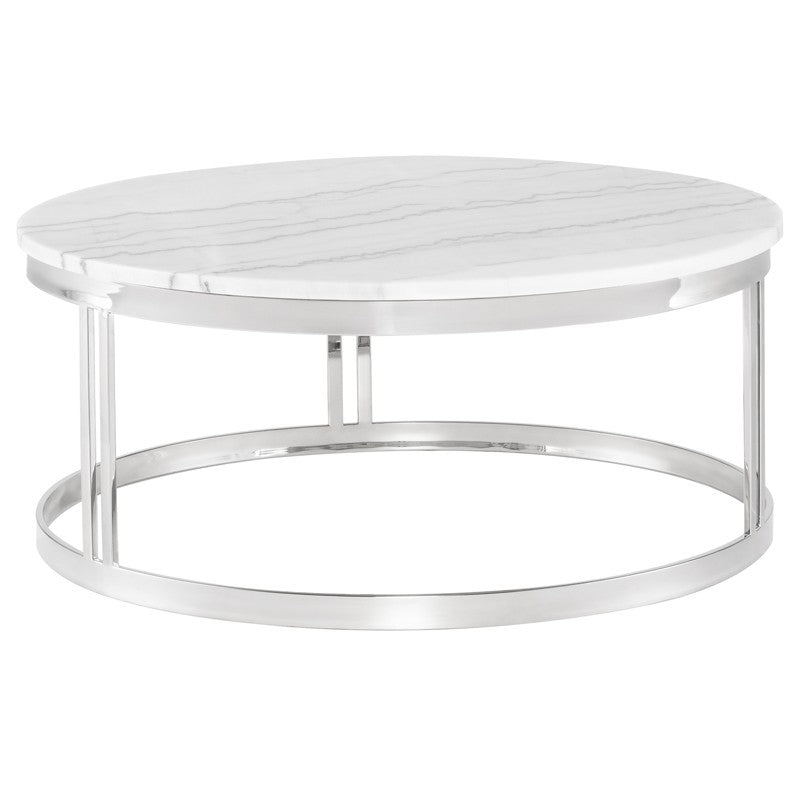 Nicola White Marble - Polished Stainless Steel Coffee Table