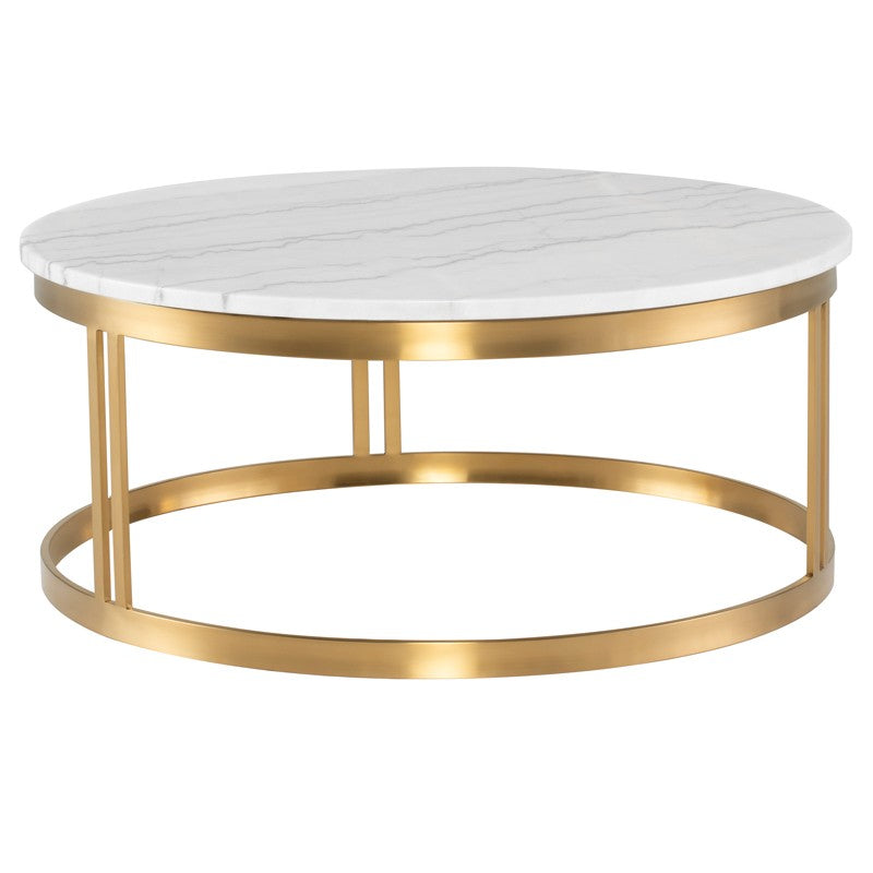 Nicola White Marble - Brushed Gold Coffee Table