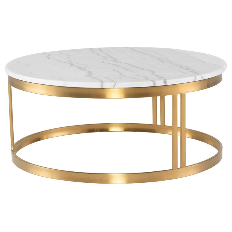 Nicola White Marble - Brushed Gold Coffee Table