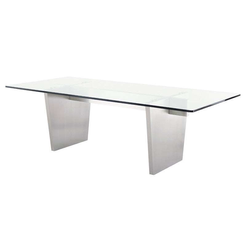 Aiden 95" Brushed Steel Dining Table