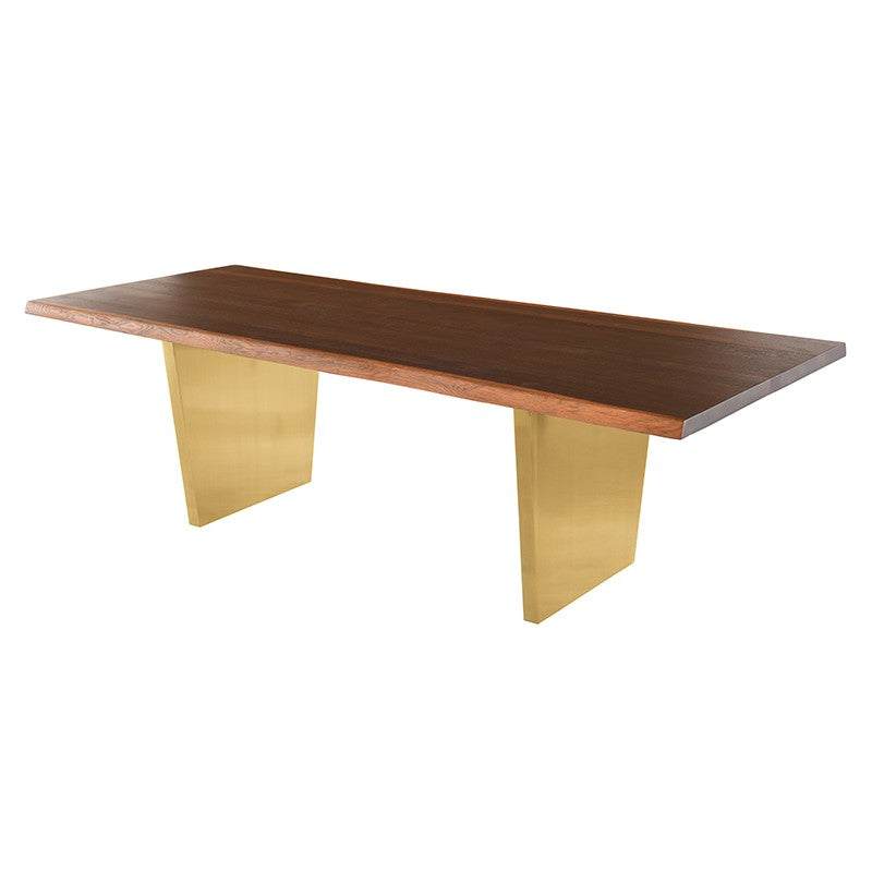 Aiden 78" Seared Oak - Gold Dining Table