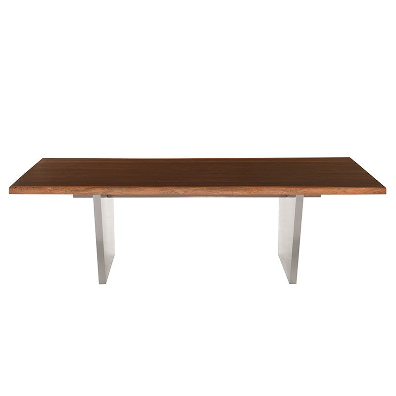 Aiden 78" Seared Oak Wood - Brushed Steel Dining Table