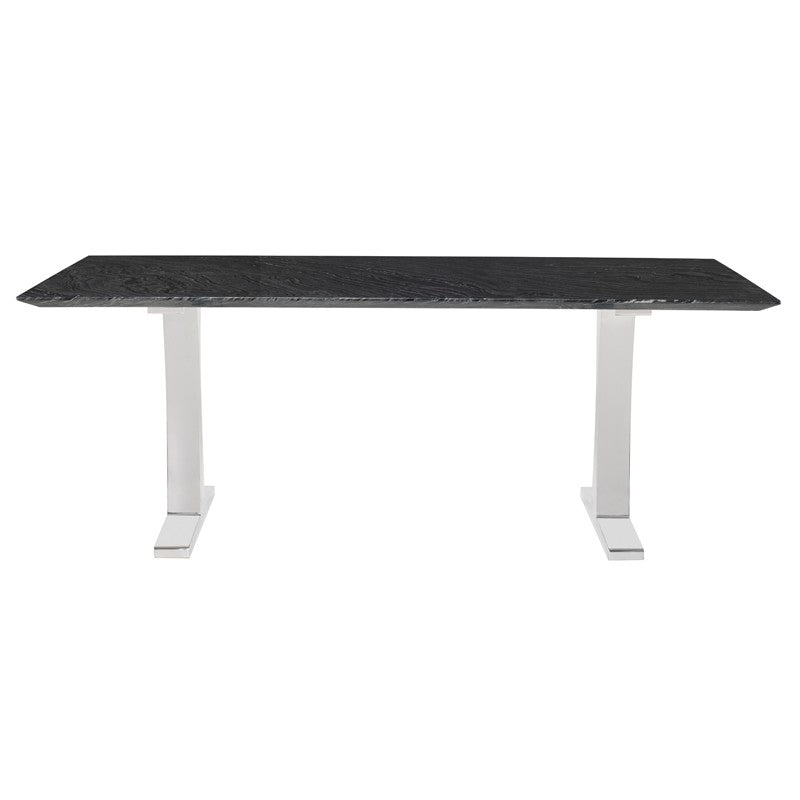 Toulouse 79" Black Wood Vein - Polished Dining Table