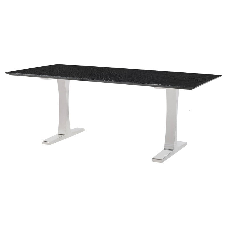 Toulouse 79" Black Wood Vein - Polished Dining Table