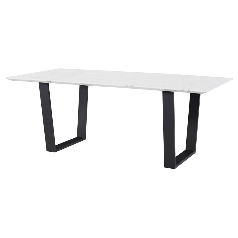 Catrine 79" White Marble Dining Table