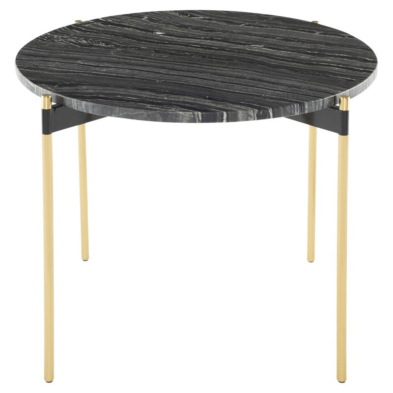 Pixie Black Wood Vein - Brushed Gold End Table