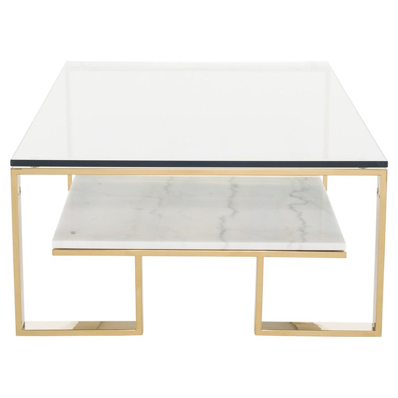 Tierra White Marble - Polished Gold Coffee Table