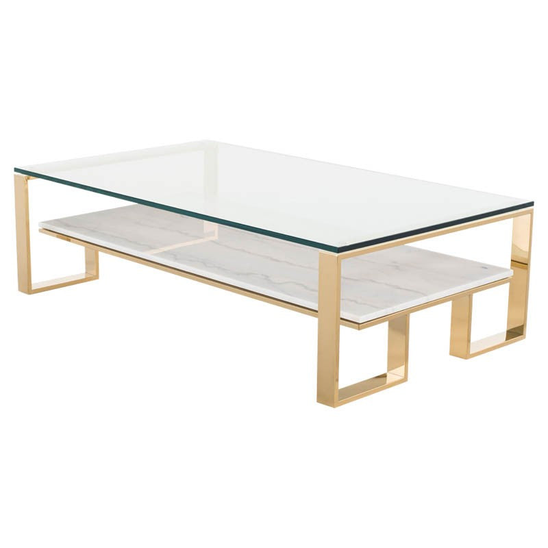 Tierra White Marble - Polished Gold Coffee Table