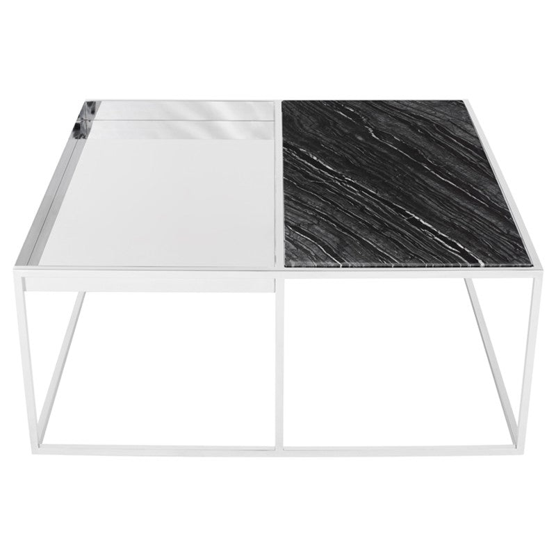 Corbett Black Wood Vein - Polished Stainless Coffee Table