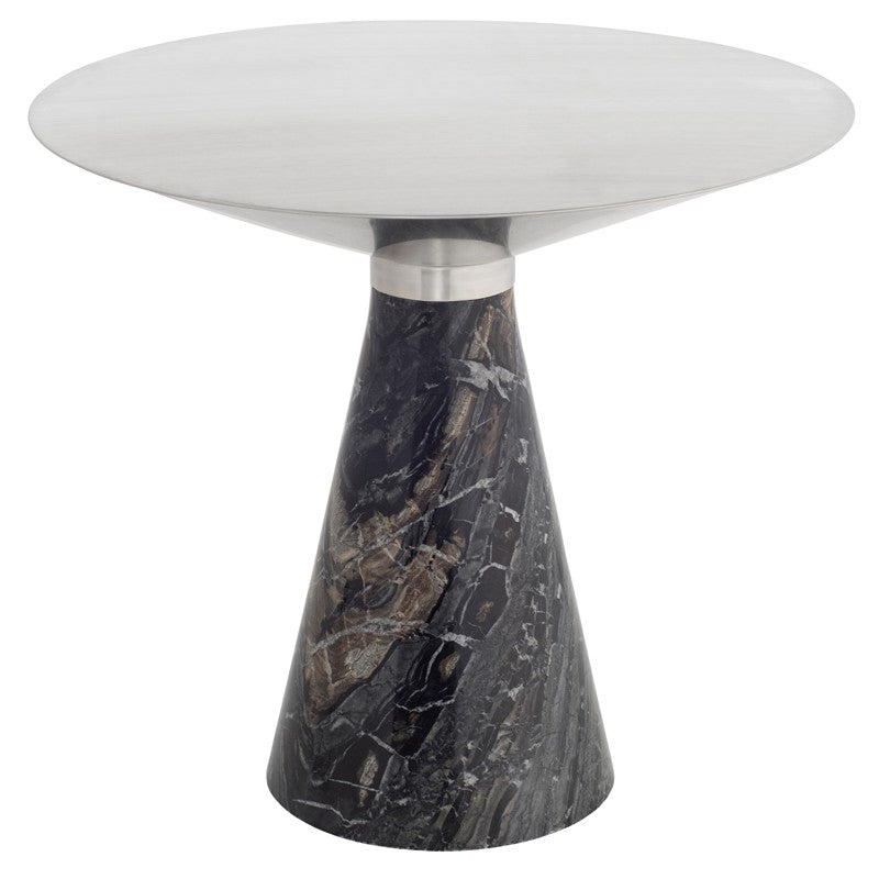 Iris Brushed Stainless Steel - Black Wood Vein End Table