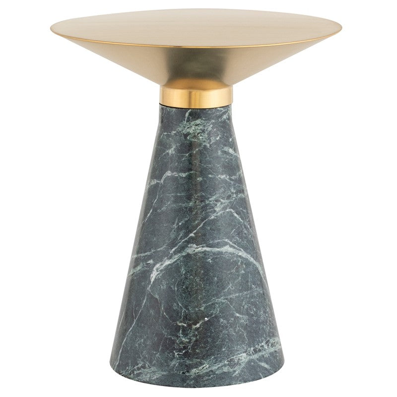 Iris Brushed Gold - Green Marble End Table