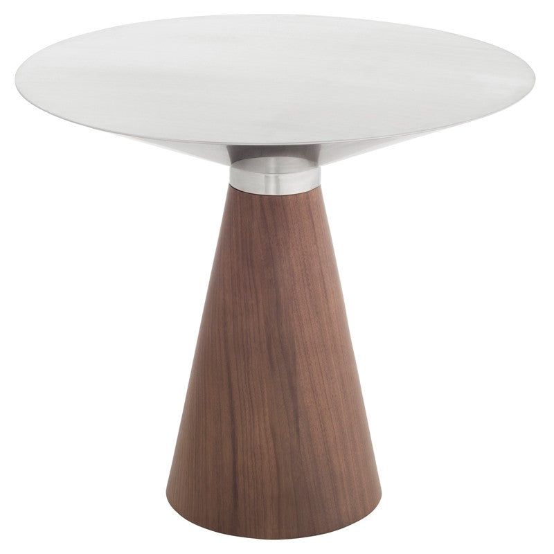 Iris Brushed Stainless Steel - Walnut Veneer End Table