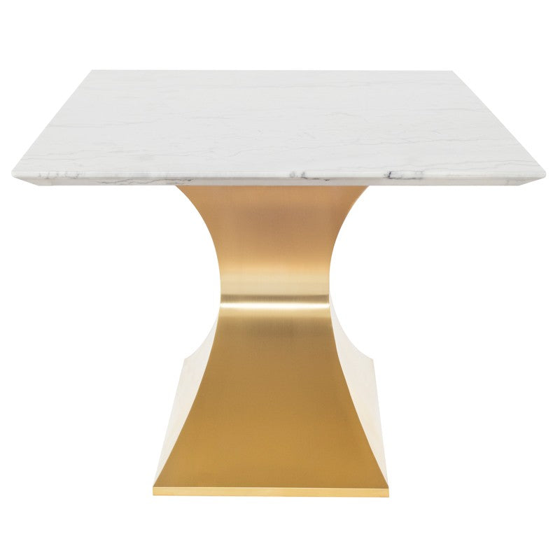 Praetorian 79" White Marble - Gold Dining Table