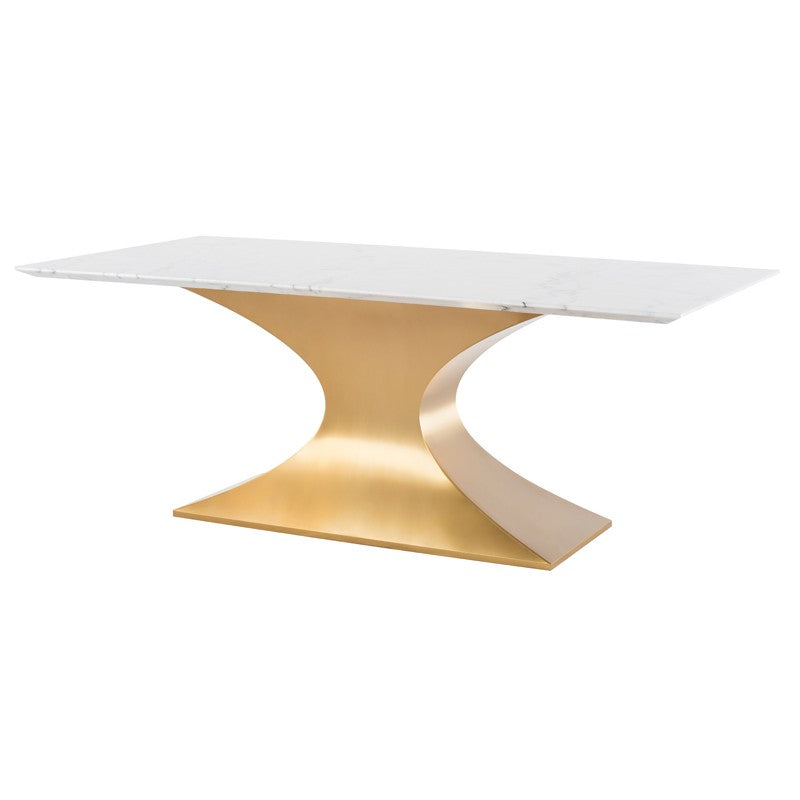 Praetorian 79" White Marble - Gold Dining Table