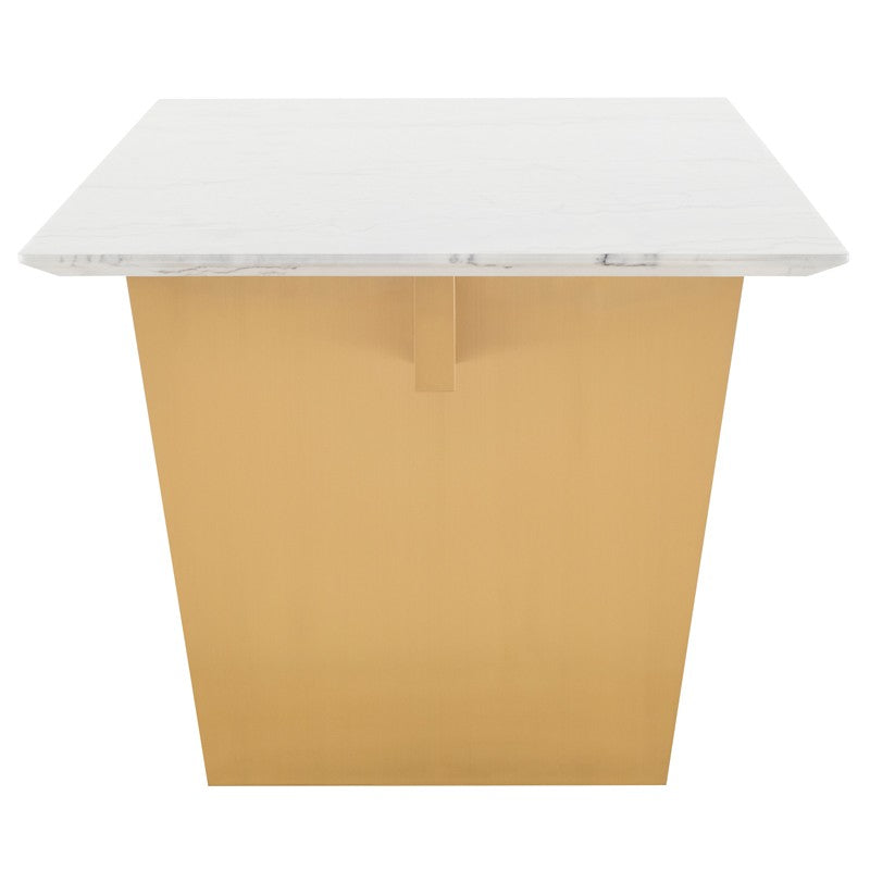 Aiden 79" White Marble - Gold Dining Table