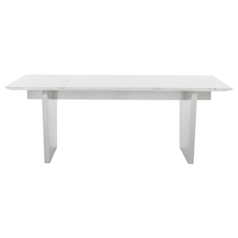 Aiden 79" White Marble - Brushed Dining Table