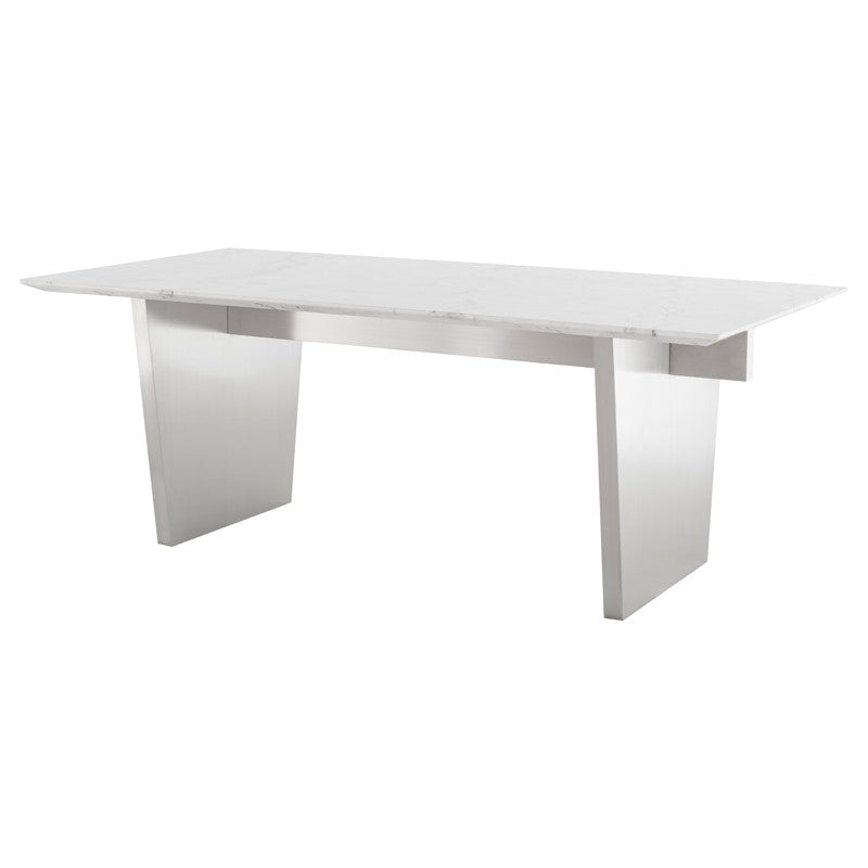 Aiden 79" White Marble - Brushed Dining Table