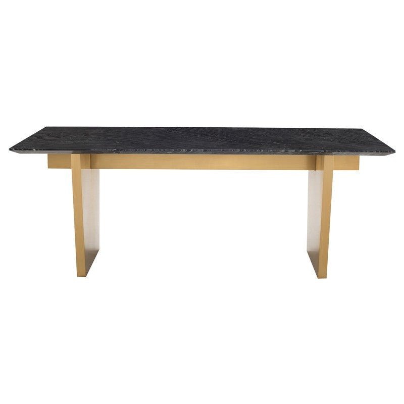 Aiden 79" Black Wood Vein - Gold Dining Table