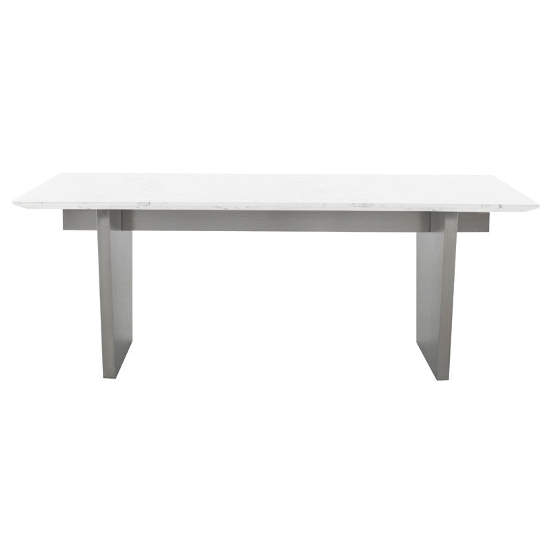 Aiden 79" White Marble - Graphite Dining Table
