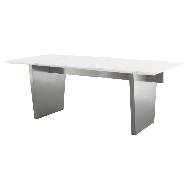 Aiden 79" White Marble - Graphite Dining Table
