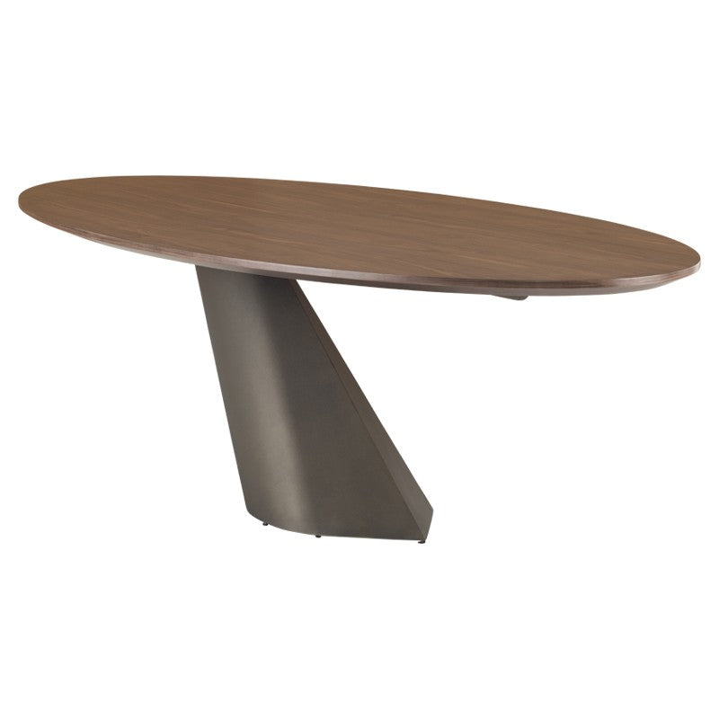 Oblo 79" Walnut Veneer - Bronze Dining Table