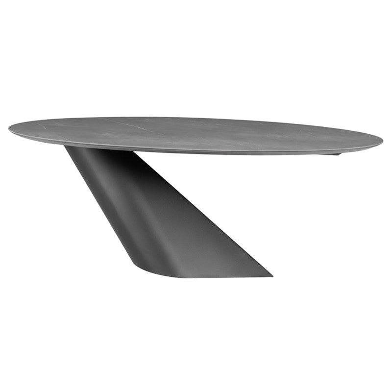 Oblo 79" Grey Ceramic - Titanium Dining Table