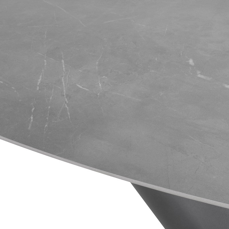 Oblo 93" Grey Ceramic - Titanium Dining Table