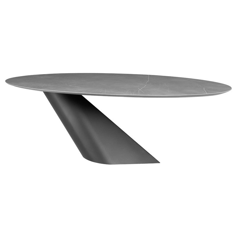 Oblo 93" Grey Ceramic - Titanium Dining Table
