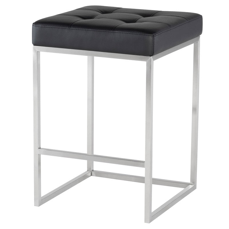 Chi Black-Brushed Stainless Steel Counter Stool