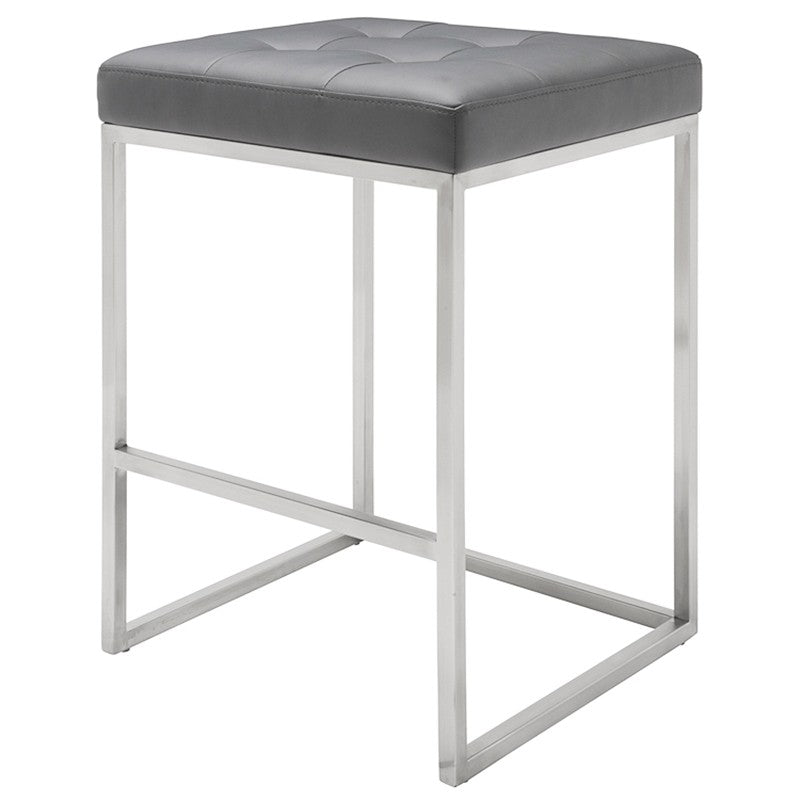 Chi Grey-Brushed Stainless Steel Counter Stool