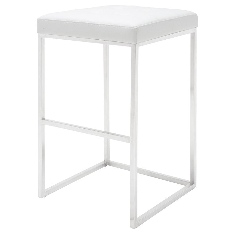Chi White-Brushed Stainless Steel Bar Stool