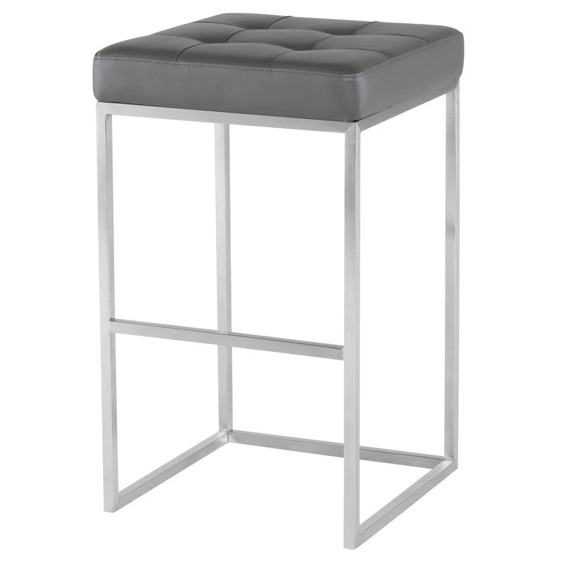 Chi Grey-Brushed Stainless Steel Bar Stool