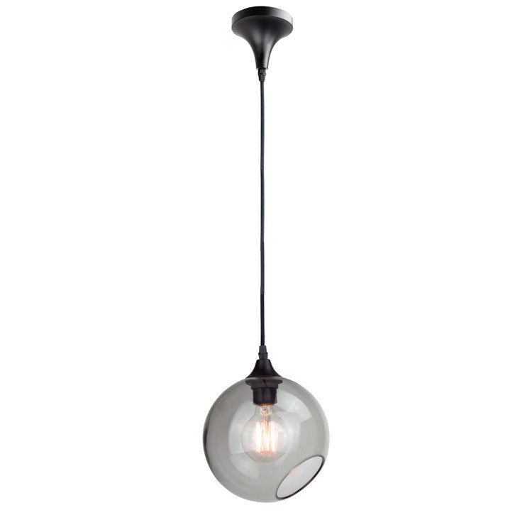 Sphere Matte Black - Grey Glass Pendant