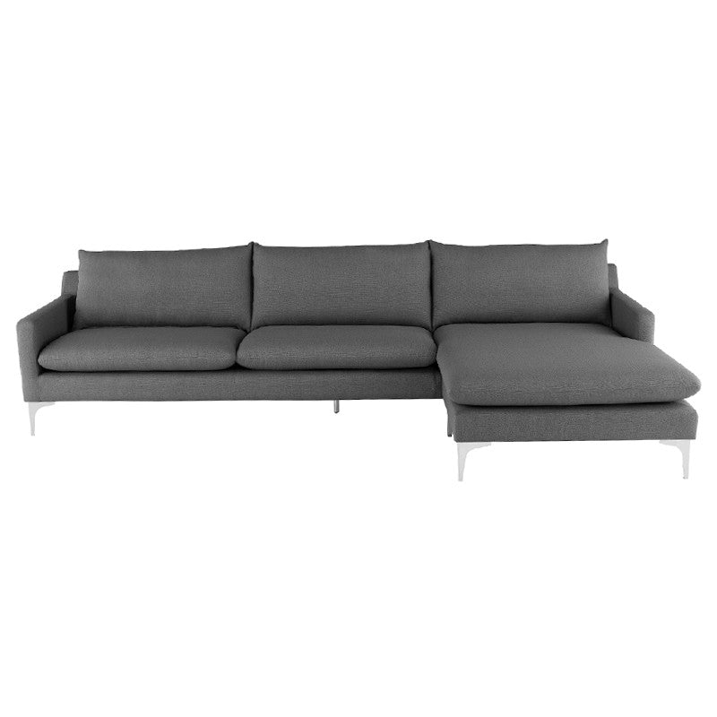 Anders Slate Grey - Brushed Stainless Steel Sectional