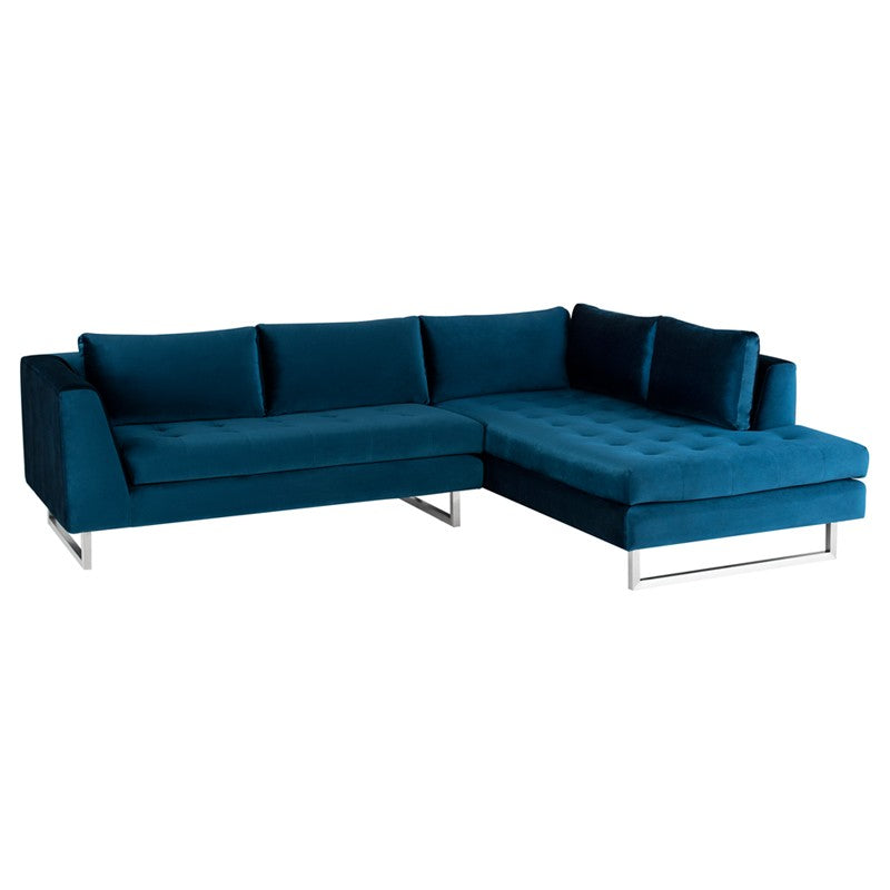 Janis Midnight Blue - Brushed Stainless Steel Sectional