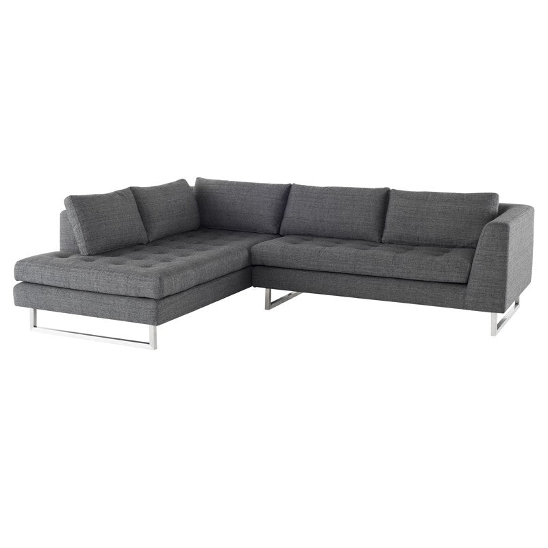 Janis Dark Grey - Brushed Stainless Steel Sectional