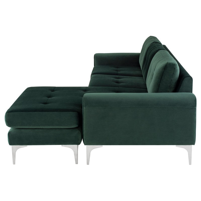 Colyn Emerald Green - Brushed Stainless Steel Sectional