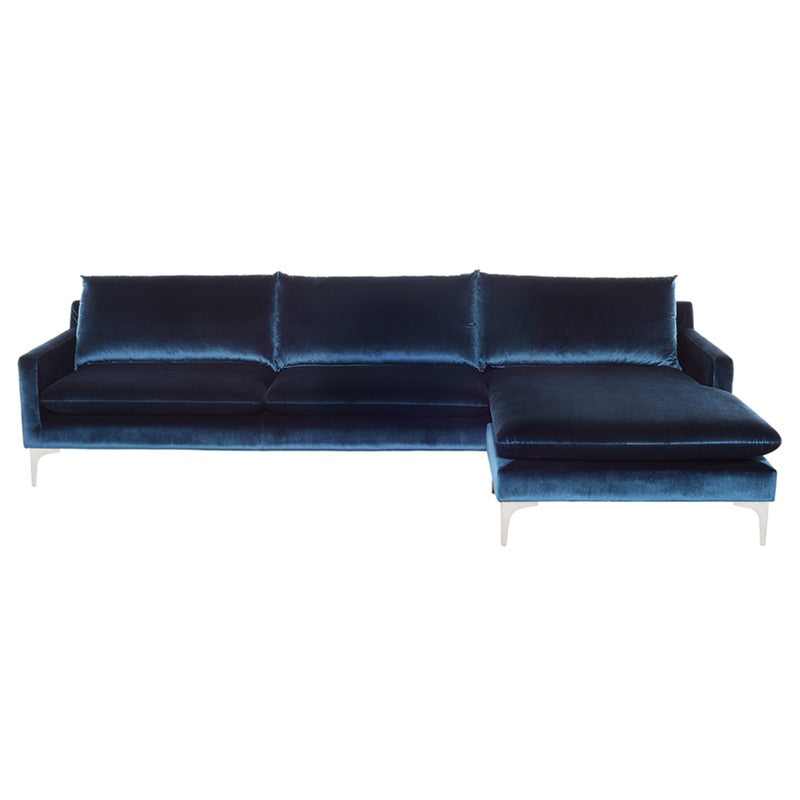 Anders Midnight Blue - Brushed Stainless Steel Sectional