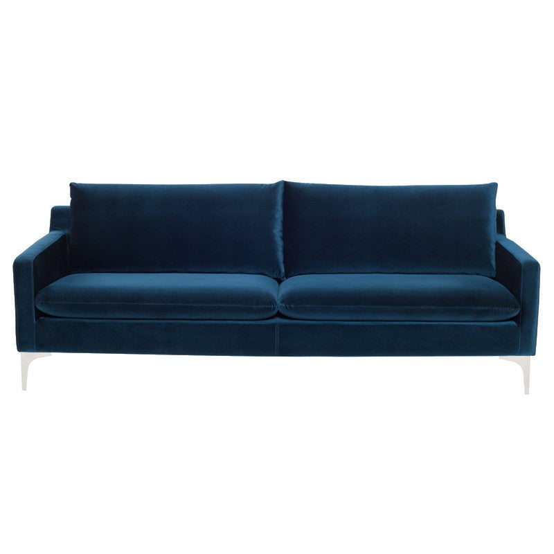 Anders Midnight Blue - Brushed Stainless Steel Sofa