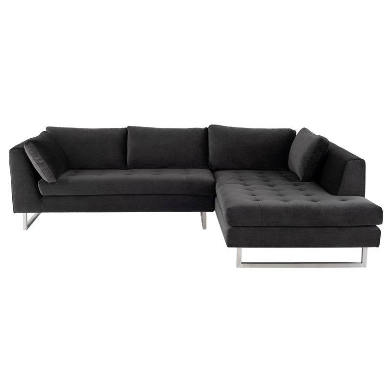 Janis Shadow Grey - Brushed Stainless Steel Sectional