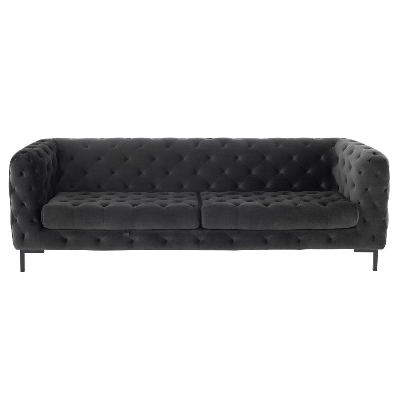 Tufty Shadow Grey Velour - Matte Black Sofa