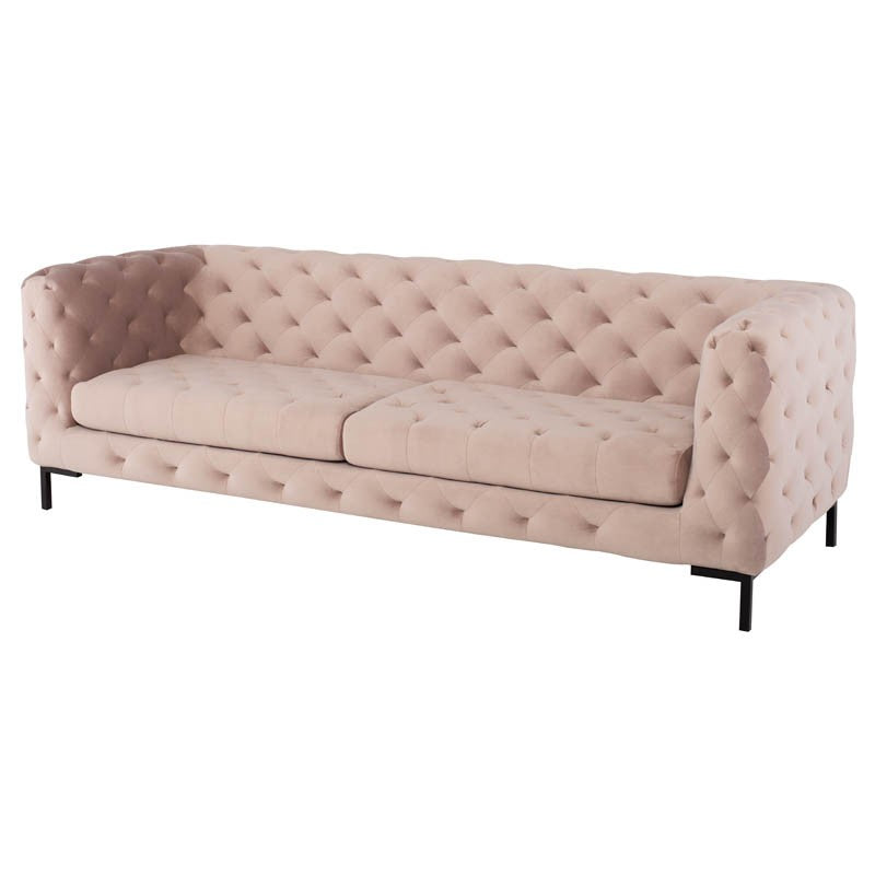 Tufty Blush Velour - Matte Black Sofa