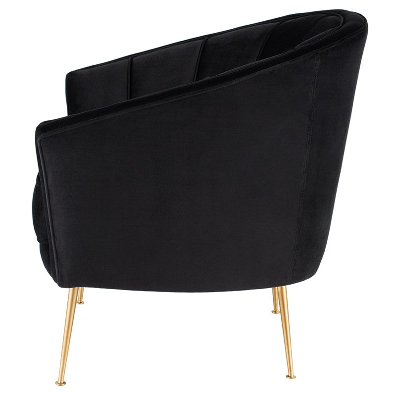 Aria Black Velour - Brushed Gold Occasional Chair
