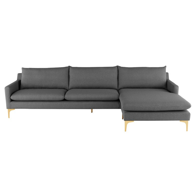 Anders Slate Grey - Brushed Gold Sectional