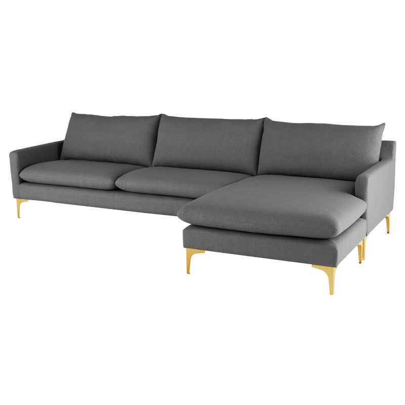 Anders Slate Grey - Brushed Gold Sectional