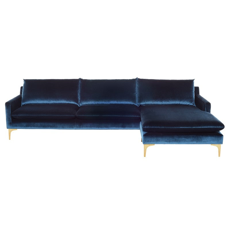 Anders Midnight Blue - Brushed Gold Sectional