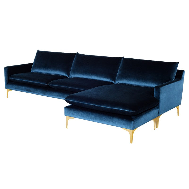 Anders Midnight Blue - Brushed Gold Sectional