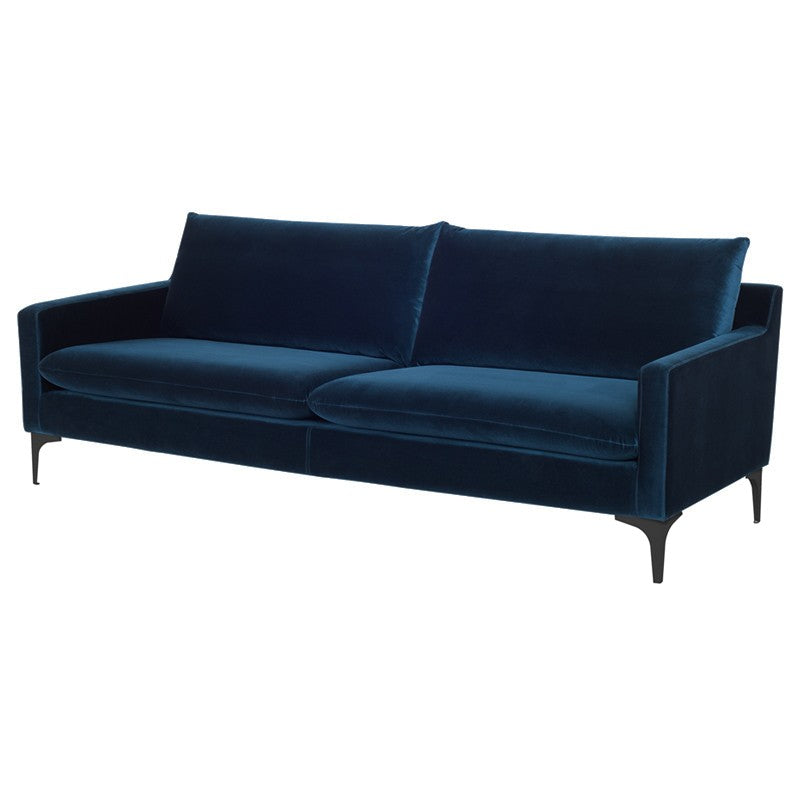 Anders Midnight Blue - Matte Black Sofa