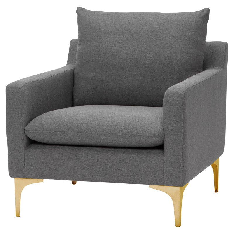 Anders Slate Grey - Brushed Gold Occasional Chair