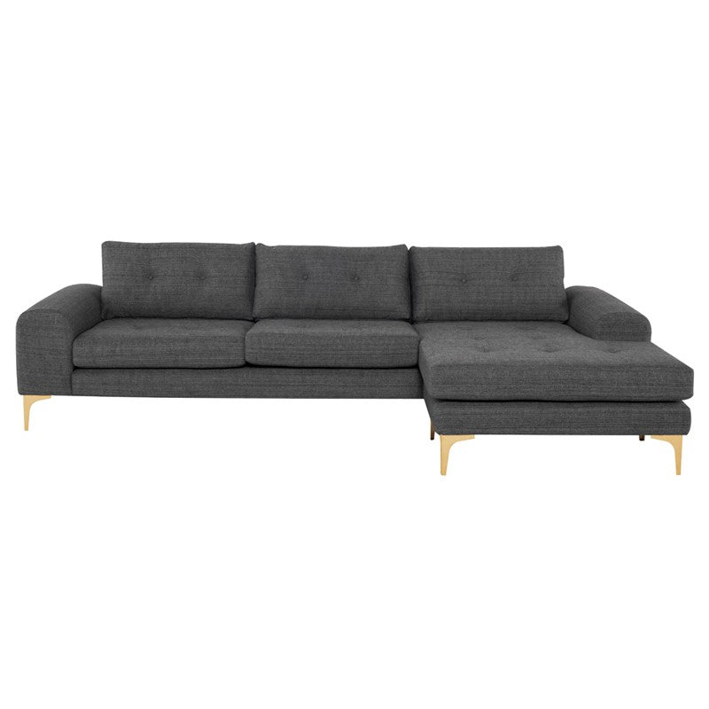 Colyn Dark Grey Tweed - Brushed Gold Sectional